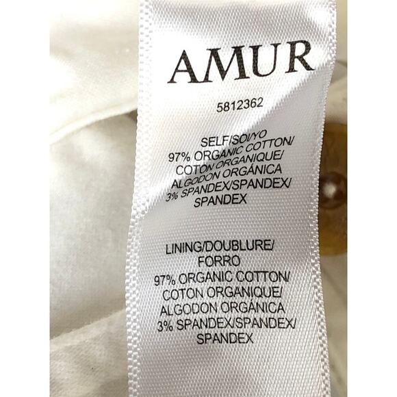 AMUR Beba Dress Sleeveless Button-Front Mini Organic Cotton Blend Denim White 8 - Picture 7 of 8